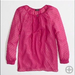 J. Crew Factory Dotted Keyhole Top in Magenta